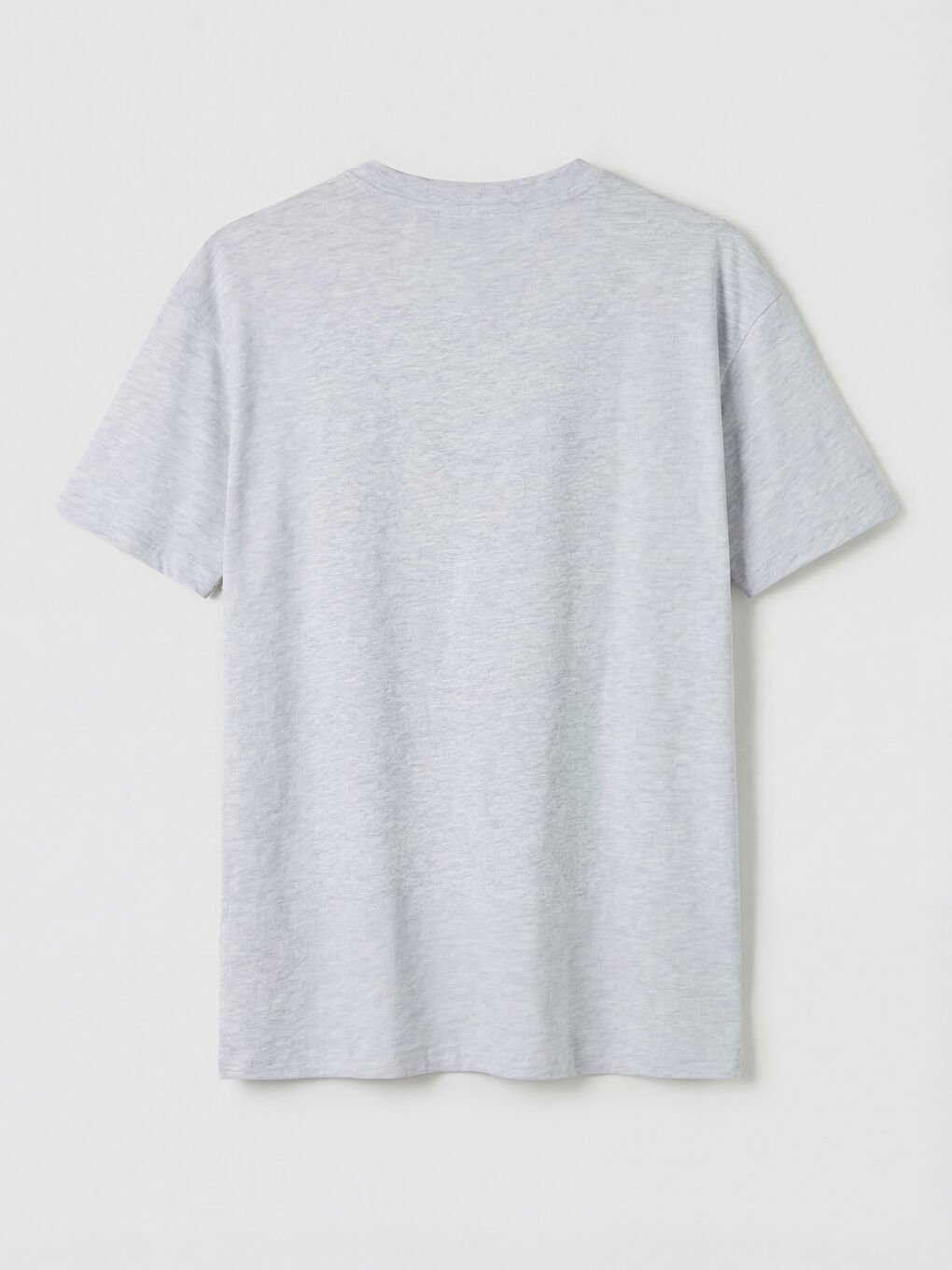 Gri Bisiklet Yaka California Baskılı Kadın Tişört-1