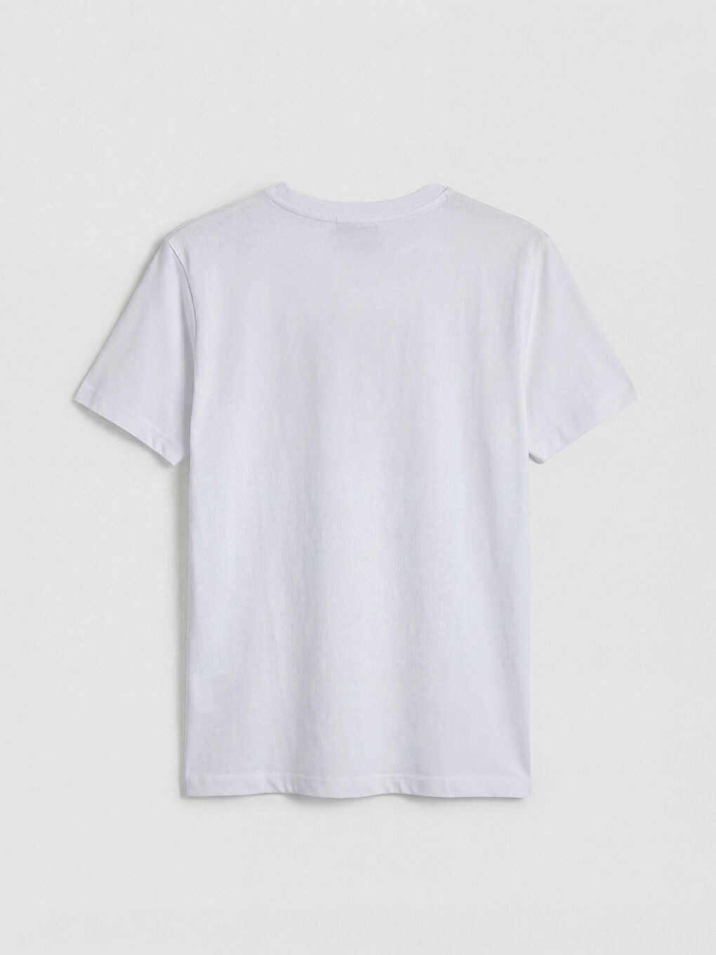 Beyaz Bisiklet Yaka Baskılı Kadın Tişört-1