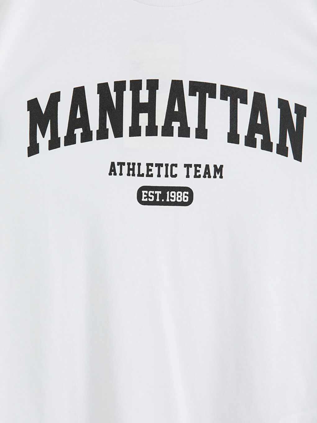 Beyaz Bisiklet Yaka Baskılı Kadın Tişört-2