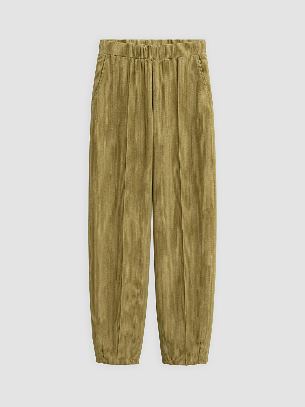 Elastic Waist Women's Ribbed Trousers