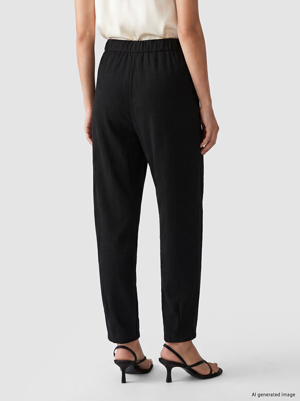 Elastic Waist Women's Ribbed Trousers-2