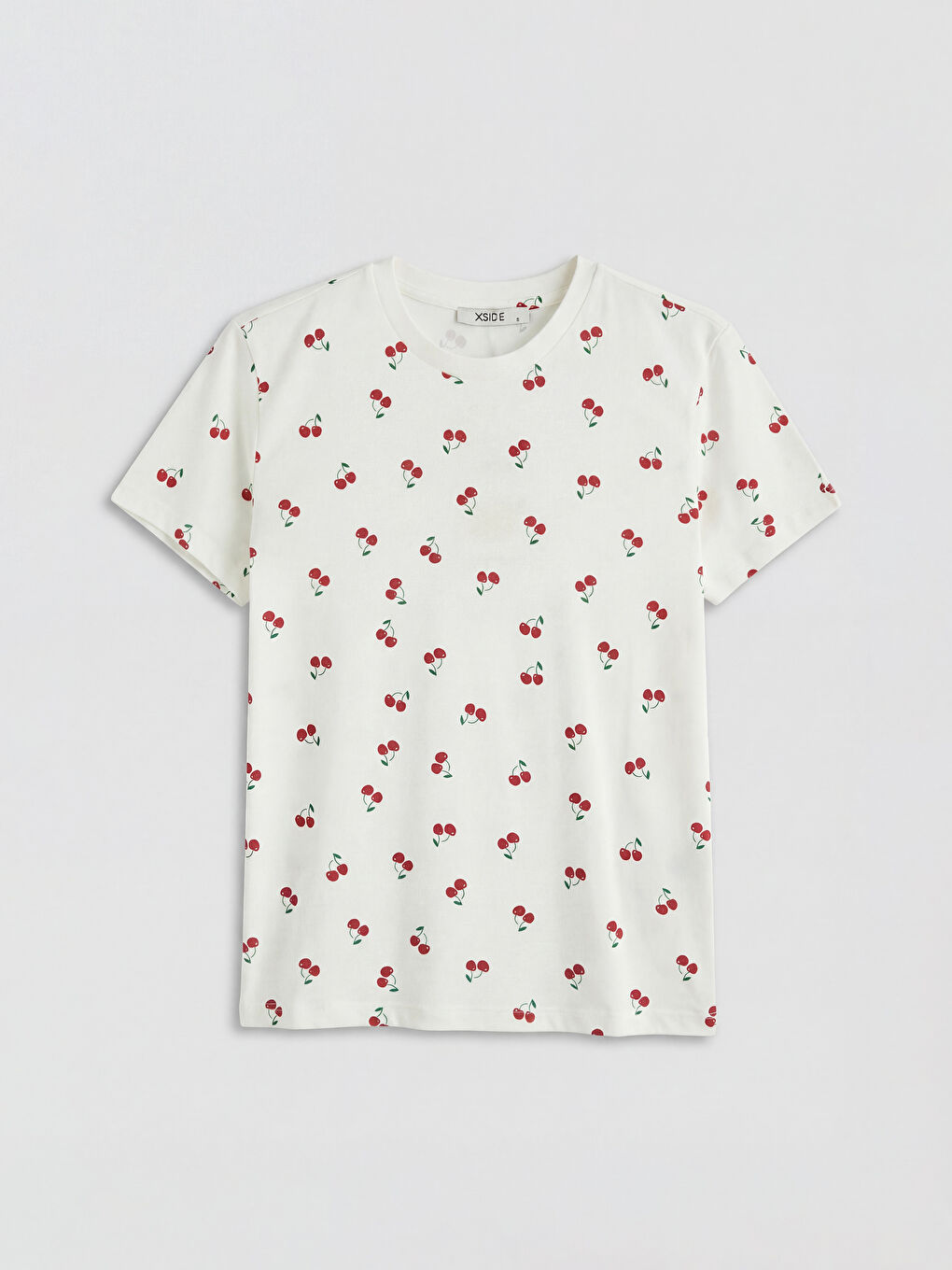 Beyaz Bisiklet Yaka Kadın Tişört-4