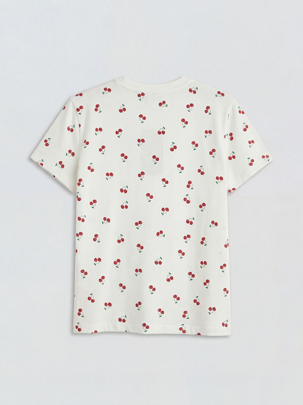 Beyaz Bisiklet Yaka Kadın Tişört-5