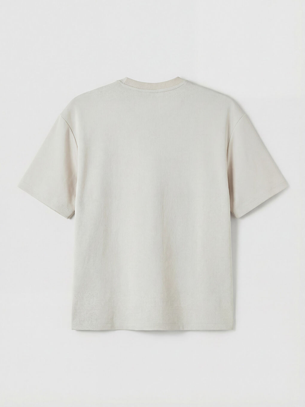 Bej Bisiklet Yaka Kadın Tişört-1