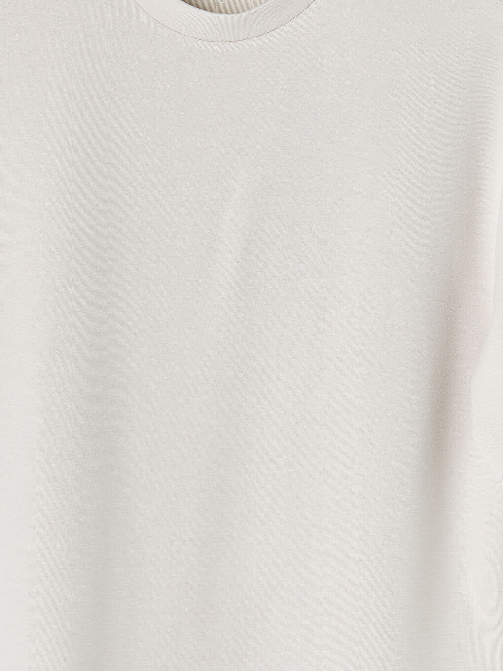 Bej Bisiklet Yaka Kadın Tişört-2