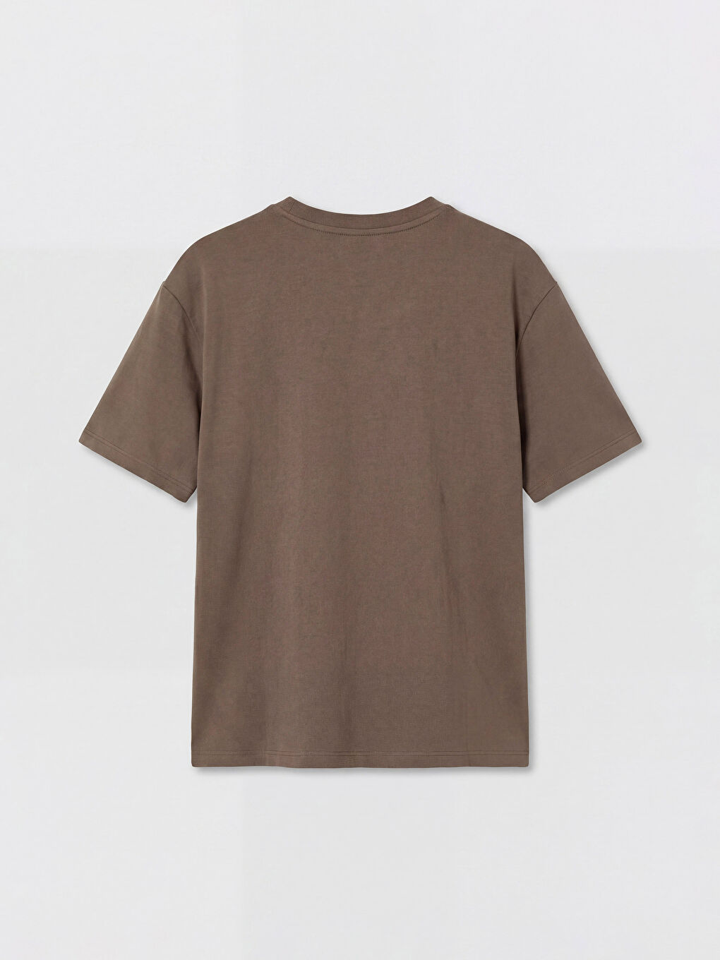 Kahverengi Bisiklet Yaka Soft Touch Kadın Tişört-1