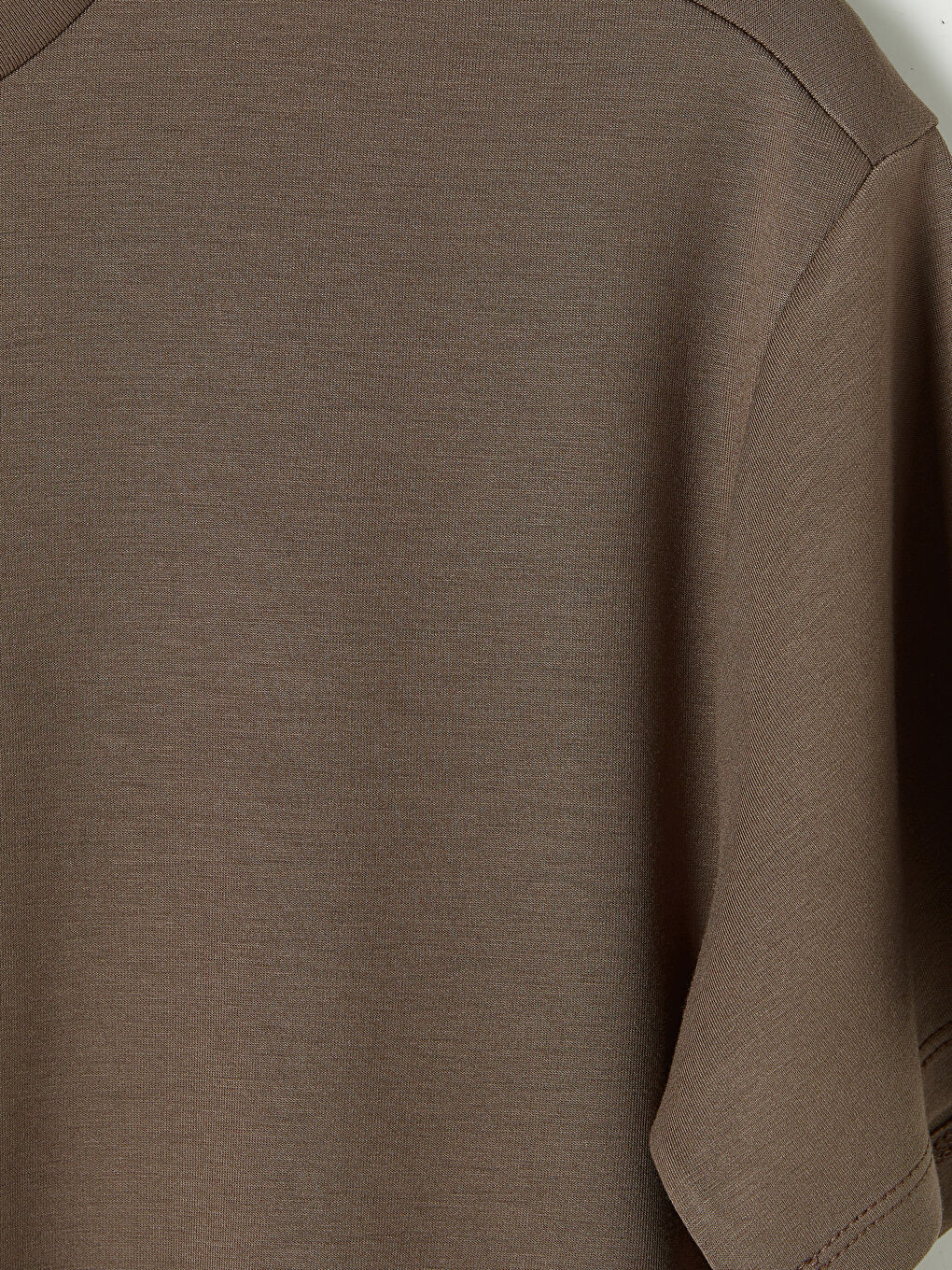 Kahverengi Bisiklet Yaka Soft Touch Kadın Tişört-2