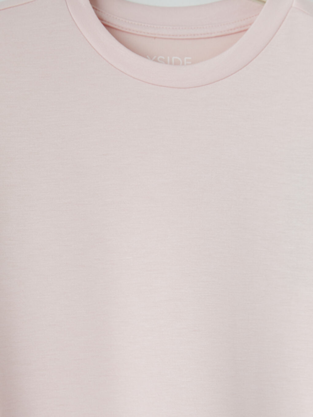 Pembe Bisiklet Yaka Soft Touch Kadın Tişört-2