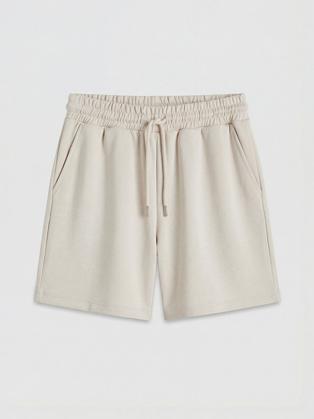 Bej Beli Lastikli Soft Touch Kadın Şort