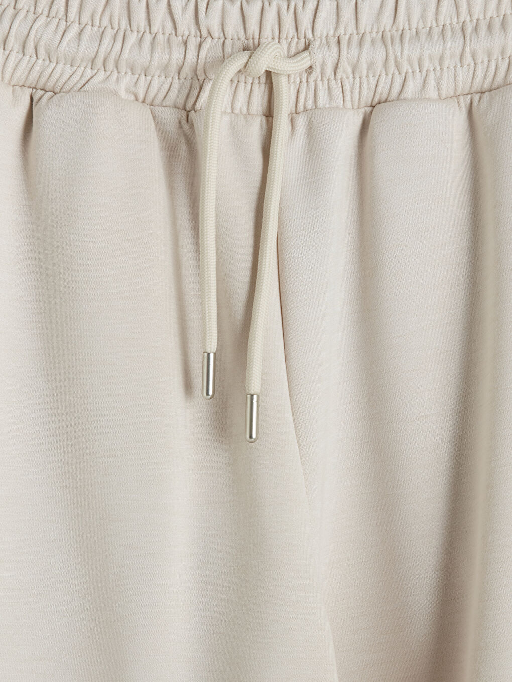 Bej Beli Lastikli Soft Touch Kadın Şort-2