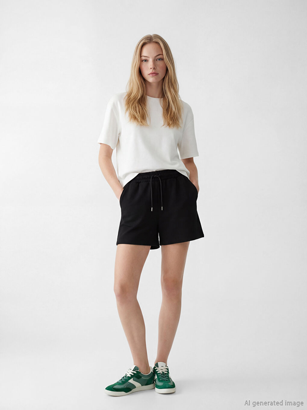 Siyah Beli Lastikli Soft Touch Kadın Şort