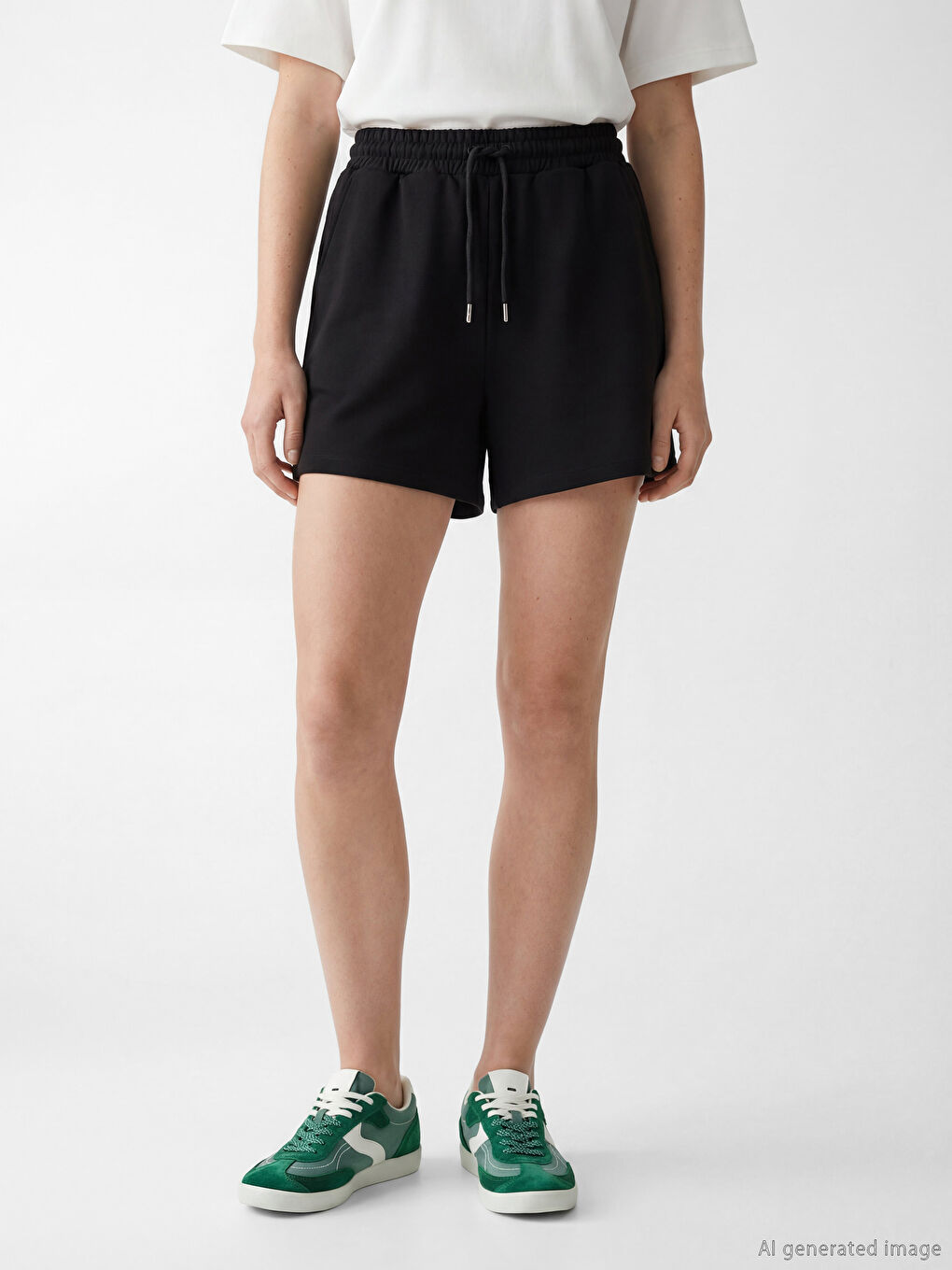 Siyah Beli Lastikli Soft Touch Kadın Şort-1