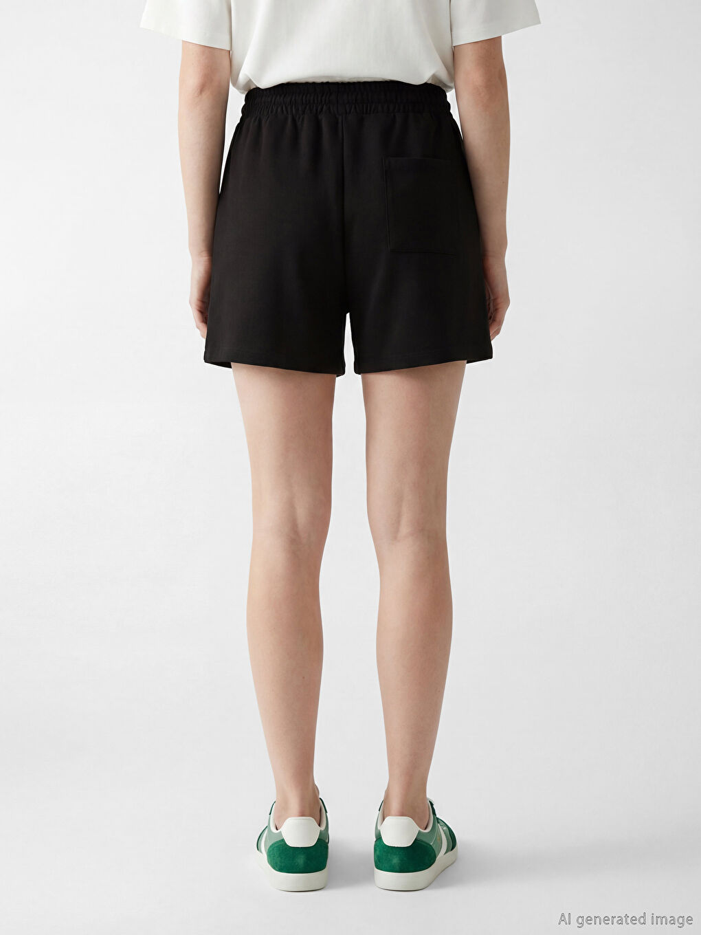 Siyah Beli Lastikli Soft Touch Kadın Şort-3