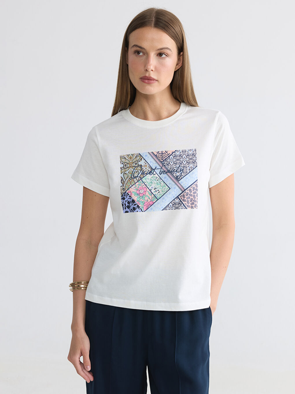 Crew Neck Printed Women's T-Shirt