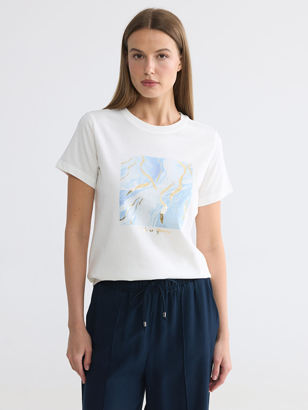 Crew Neck Printed Women's T-Shirt