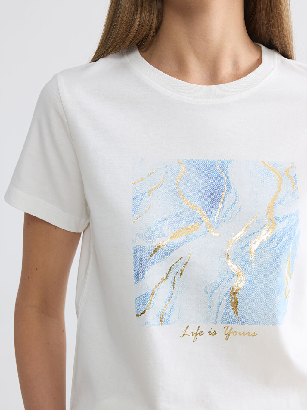 Crew Neck Printed Women's T-Shirt-2