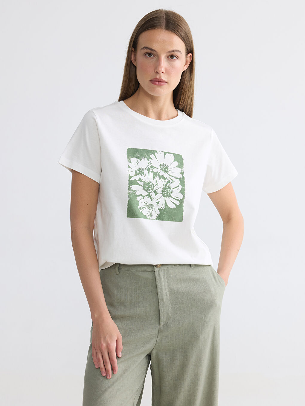 Crew Neck Printed Women's T-Shirt