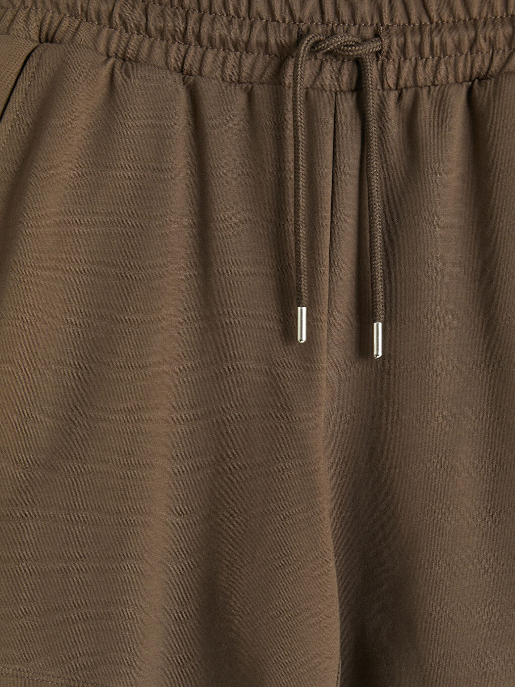 Kahverengi Beli Lastikli Kadın Şort-2