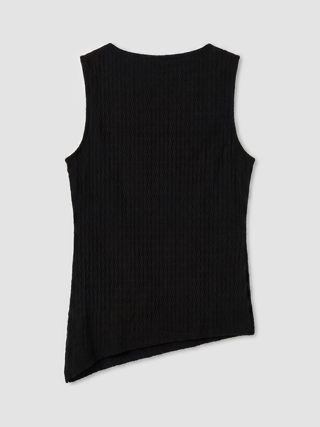 Siyah Bisiklet Yaka Asimetrik Kesim Bluz-1