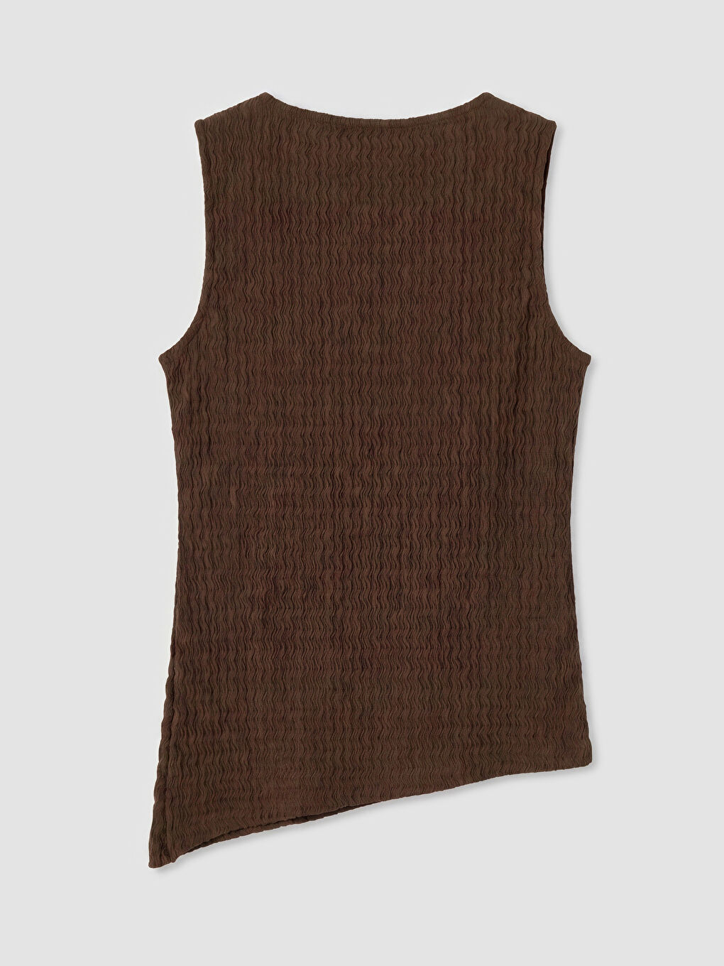 Kahverengi Bisiklet Yaka Asimetrik Kesim Bluz-1