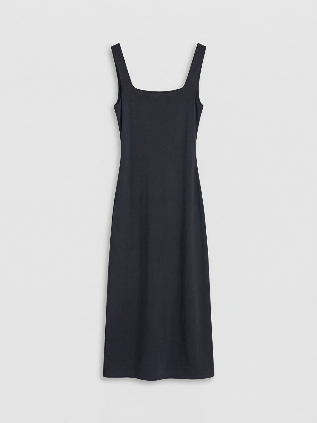 Siyah Kare Yaka Büzgülü Bodycon Elbise-1