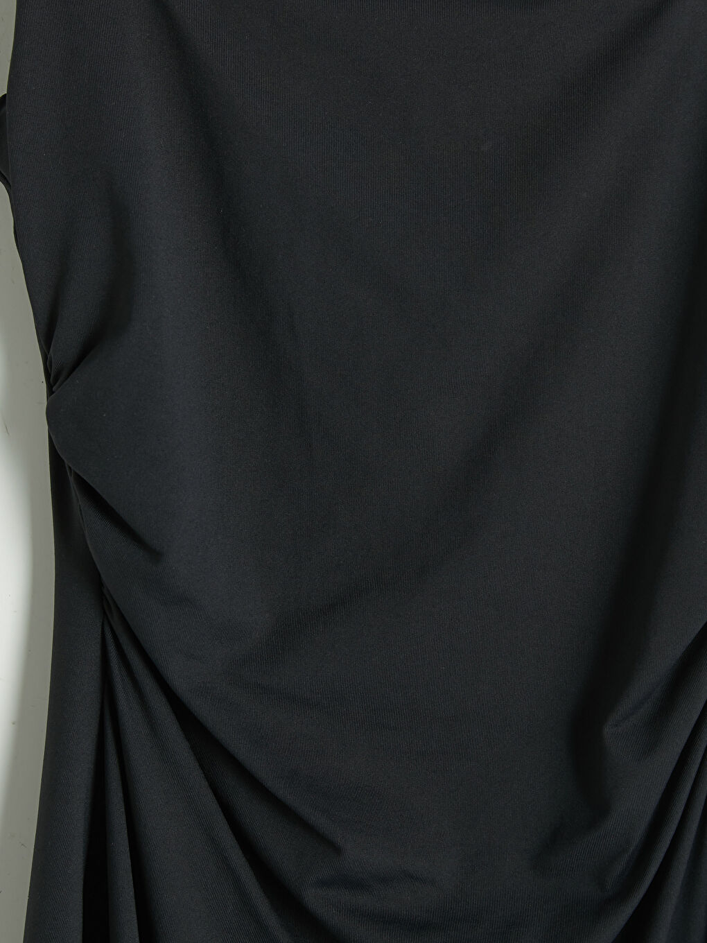 Siyah Kare Yaka Büzgülü Bodycon Elbise-2