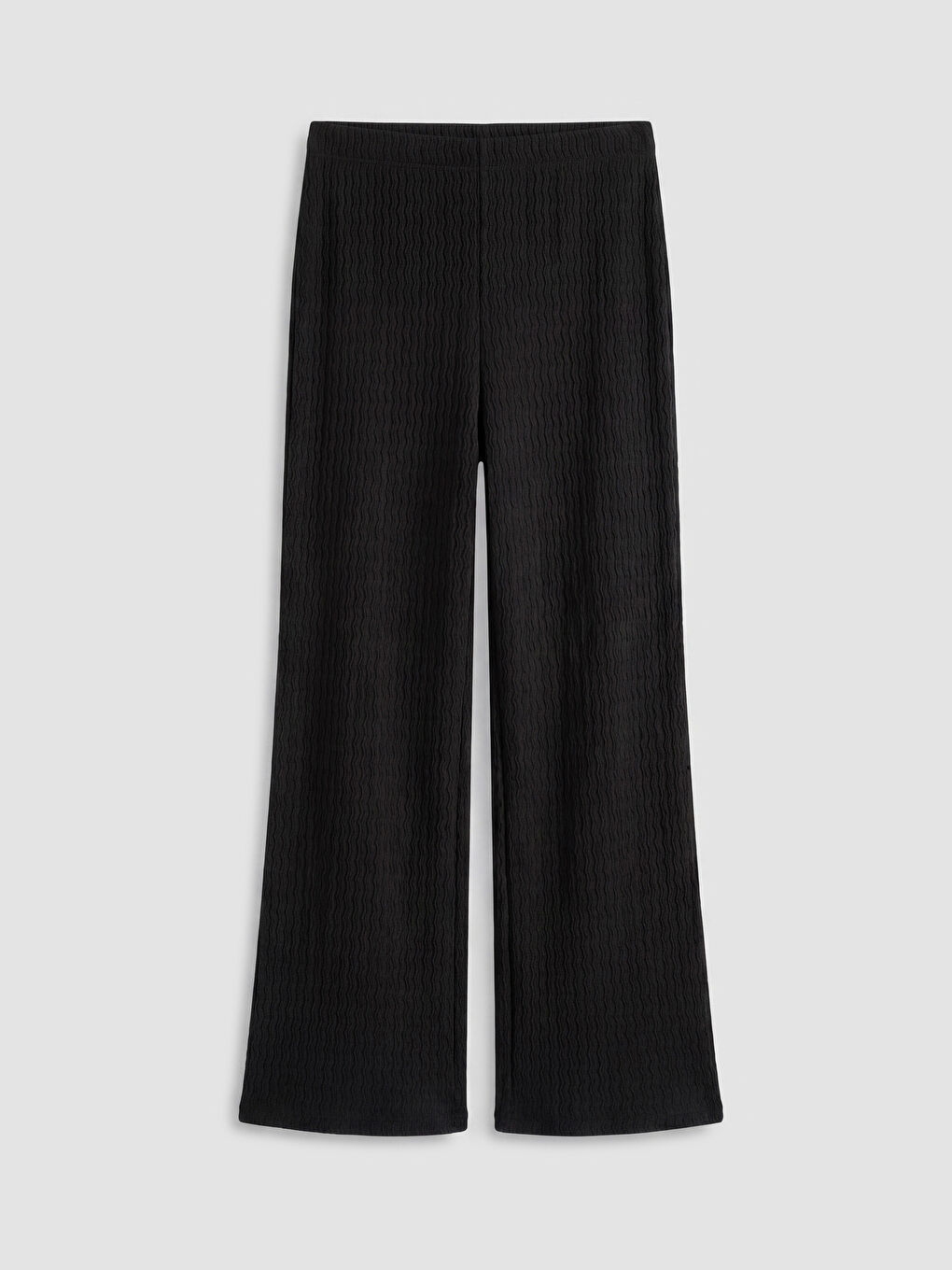 Siyah Beli Lastikli Dokulu Kadın Pantolon