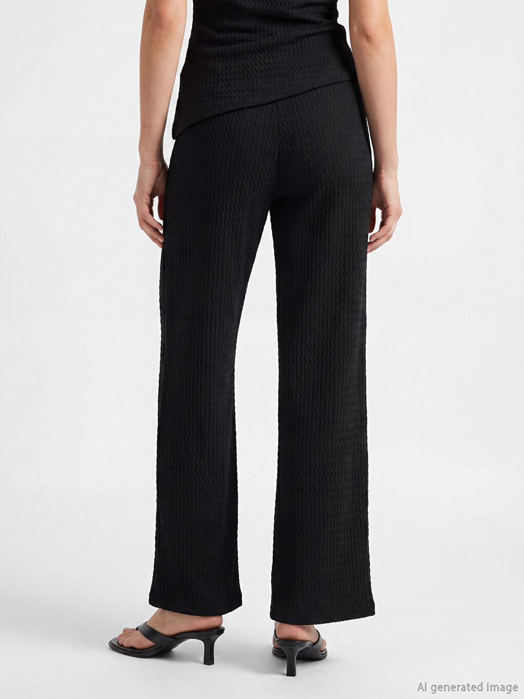 Pantaloni Texturați cu Talie Elastică pentru Femei-3
