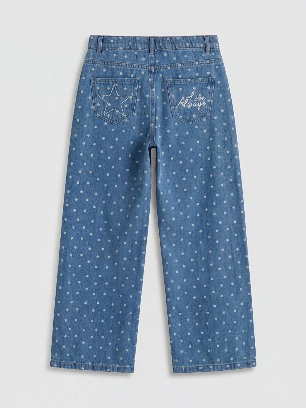 Mavi Wideleg Kız Çocuk Jean Pantolon-1