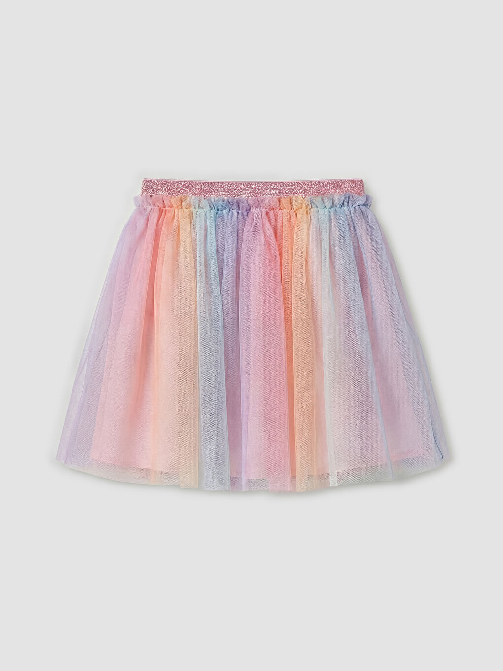Pembe Beli Lastikli Kız Çocuk Tül Etek	-1