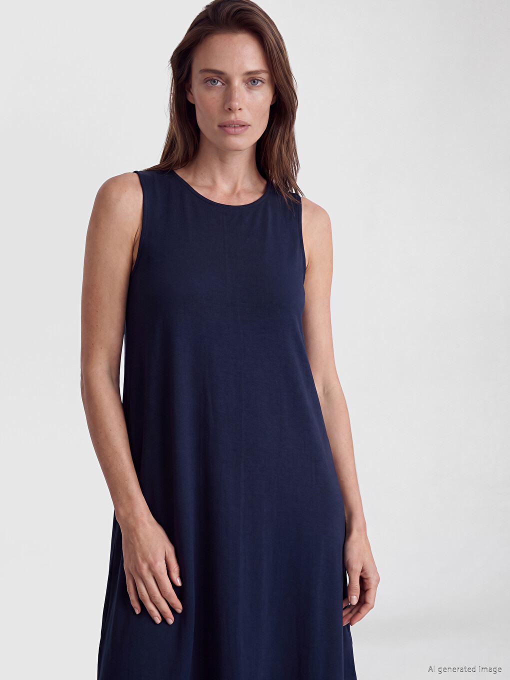 Crew Neck A-line Dress-1