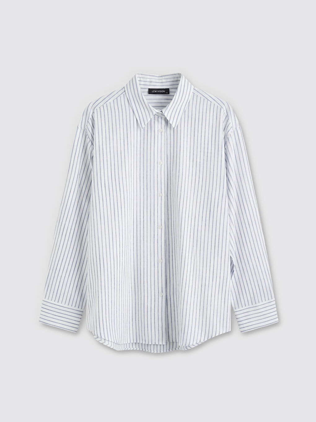 Mavi Çizgili Oversize Kadın Gömlek	