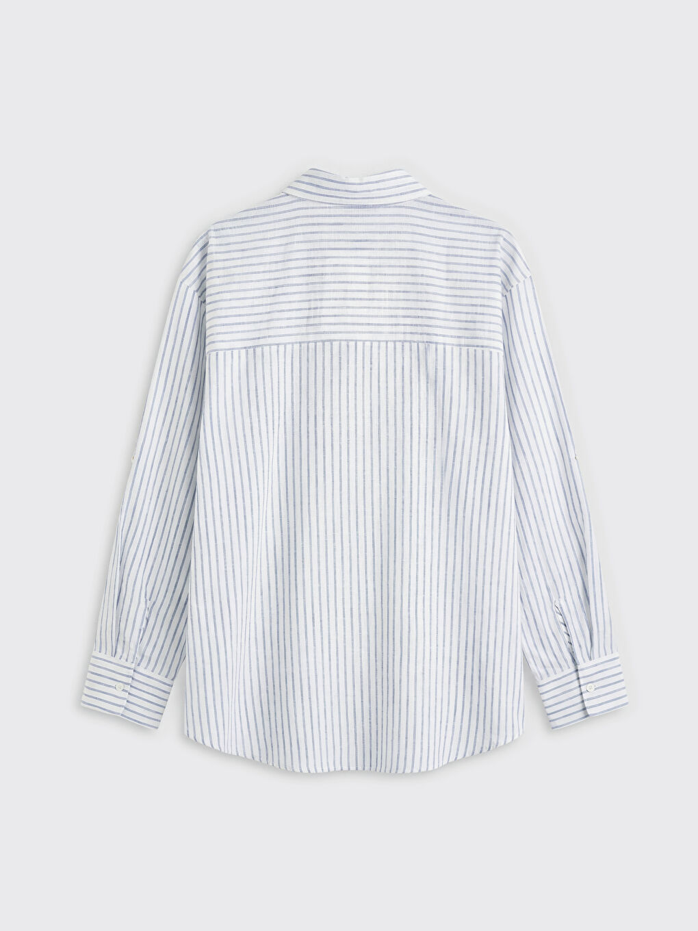 Mavi Çizgili Oversize Kadın Gömlek	-1