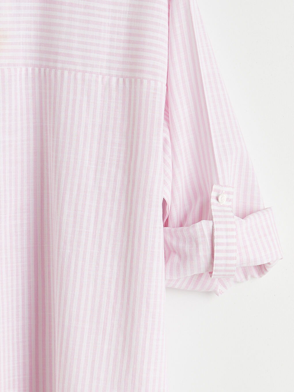 Pembe Çizgili Oversize Kadın Gömlek	-2