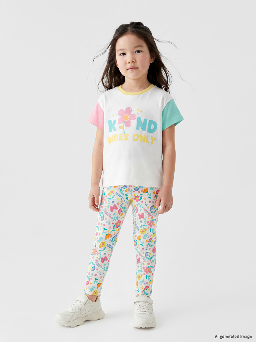 Crew Neck Printed Girls' T-Shirt-2