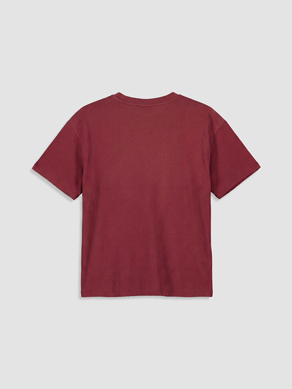 Bordo Bisiklet Yaka Baskılı Kız Çocuk Tişört-1