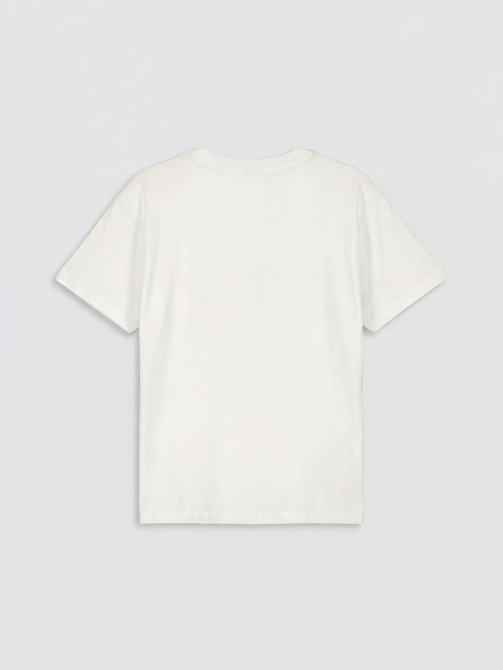 Beyaz Bisiklet Yaka Baskılı Kız Çocuk Tişört-1