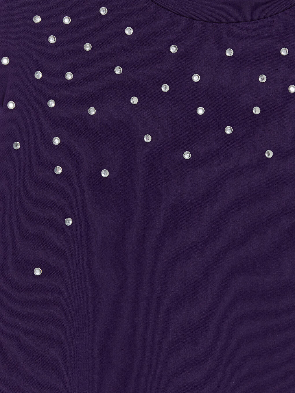 Mor Bisiklet Yaka Taş İşlemeli Kız Çocuk Tişört-2