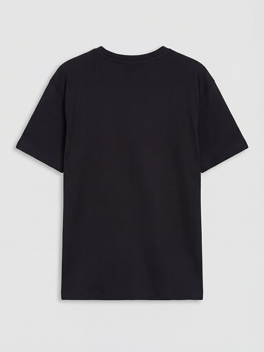 Siyah Bisiklet Yaka Baskılı Kız Çocuk Tişört-1