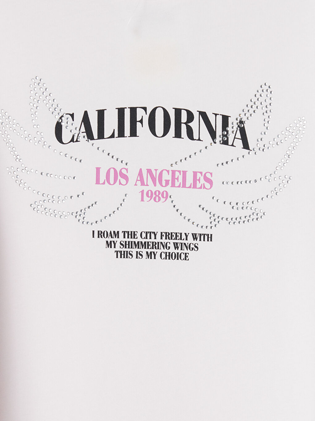 Pembe Taşlı California Baskılı Kız Çocuk Tişört-2