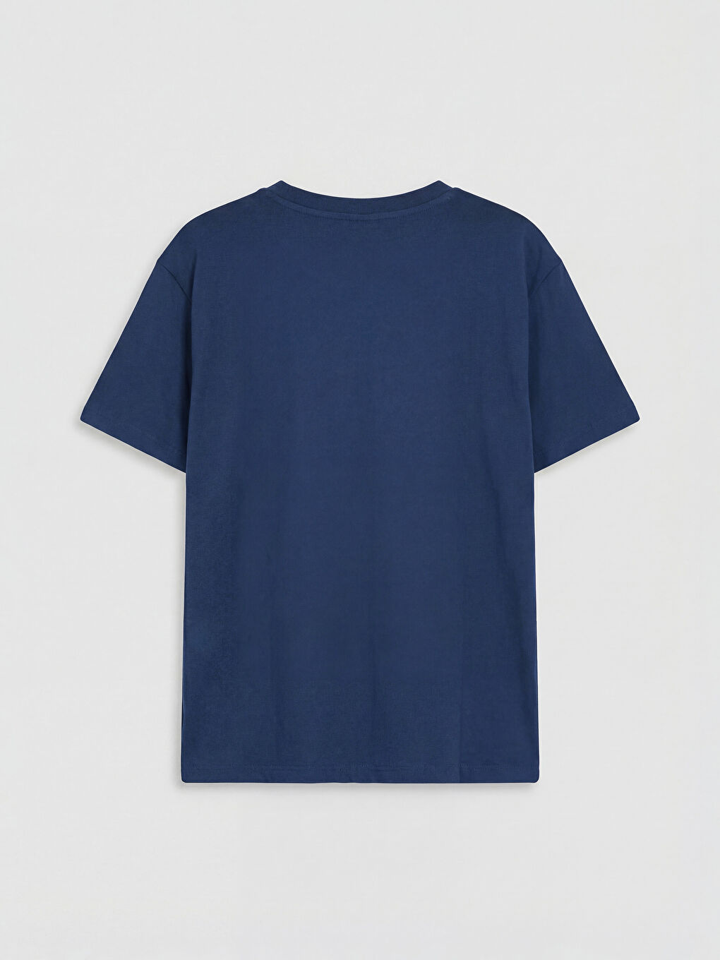 Lacivert Bisiklet Yaka Taş Baskılı Kız Çocuk Tişört-1