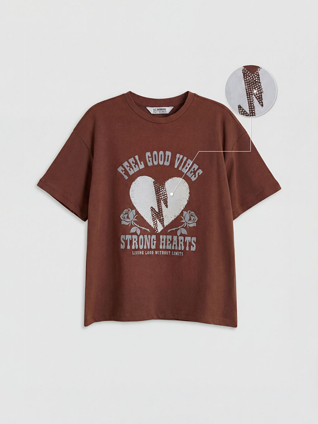 T-shirt fille imprimé avec détails en strass