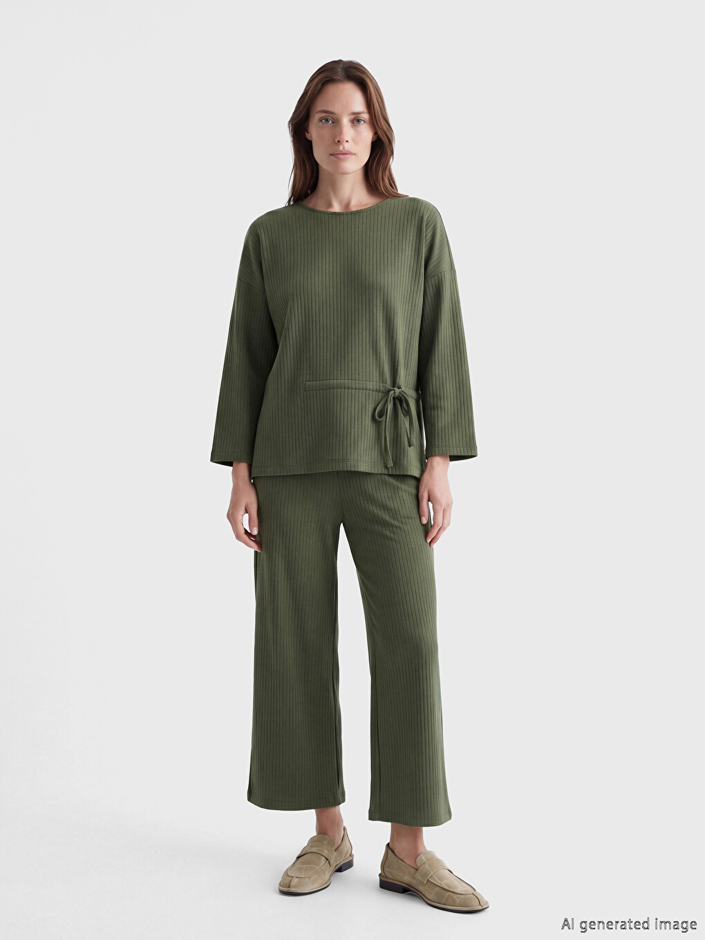 Crew Neck Side Tie Blouse-1