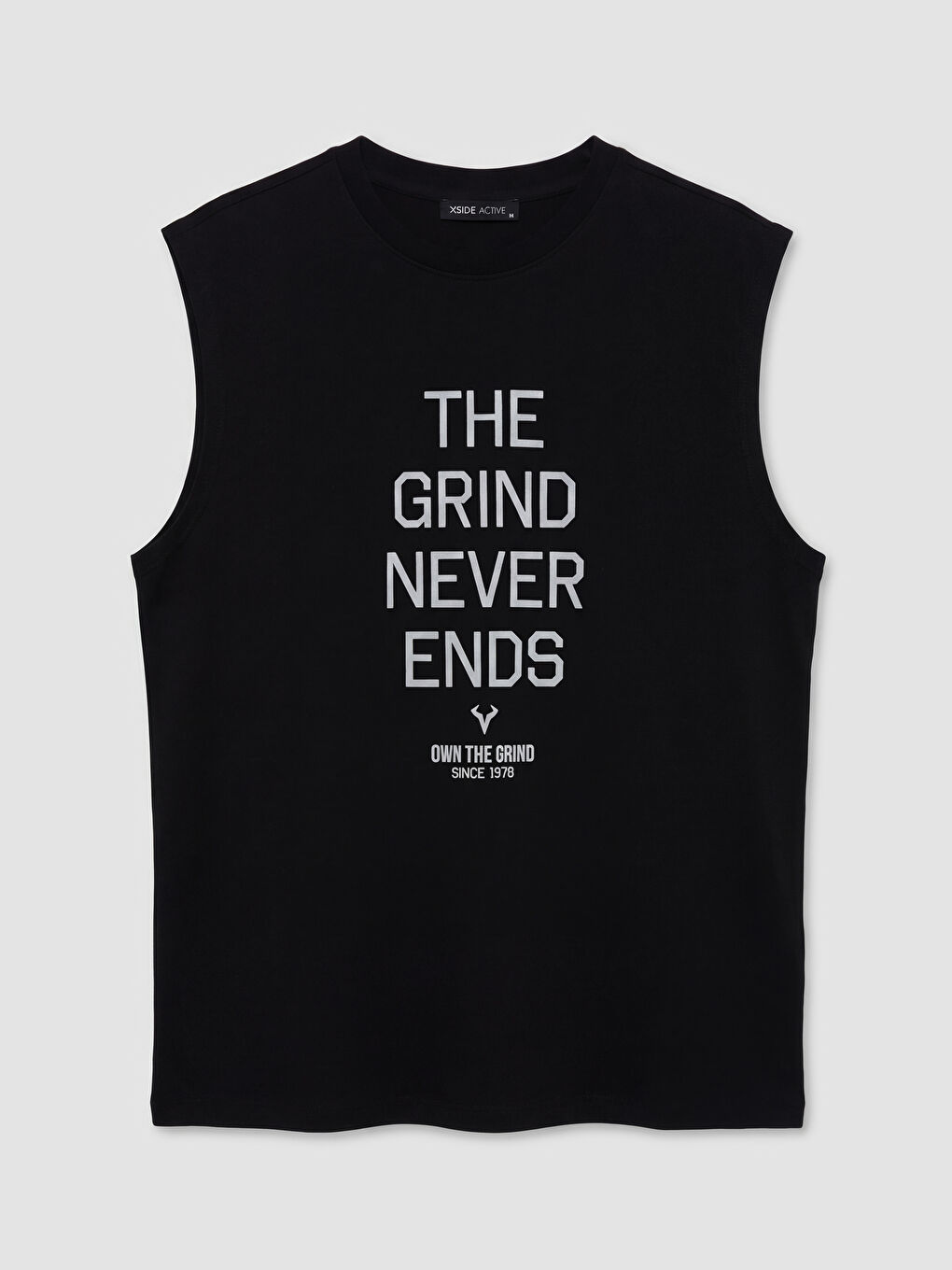 Siyah Bisiklet Yaka Baskılı Erkek Kolsuz Tişört