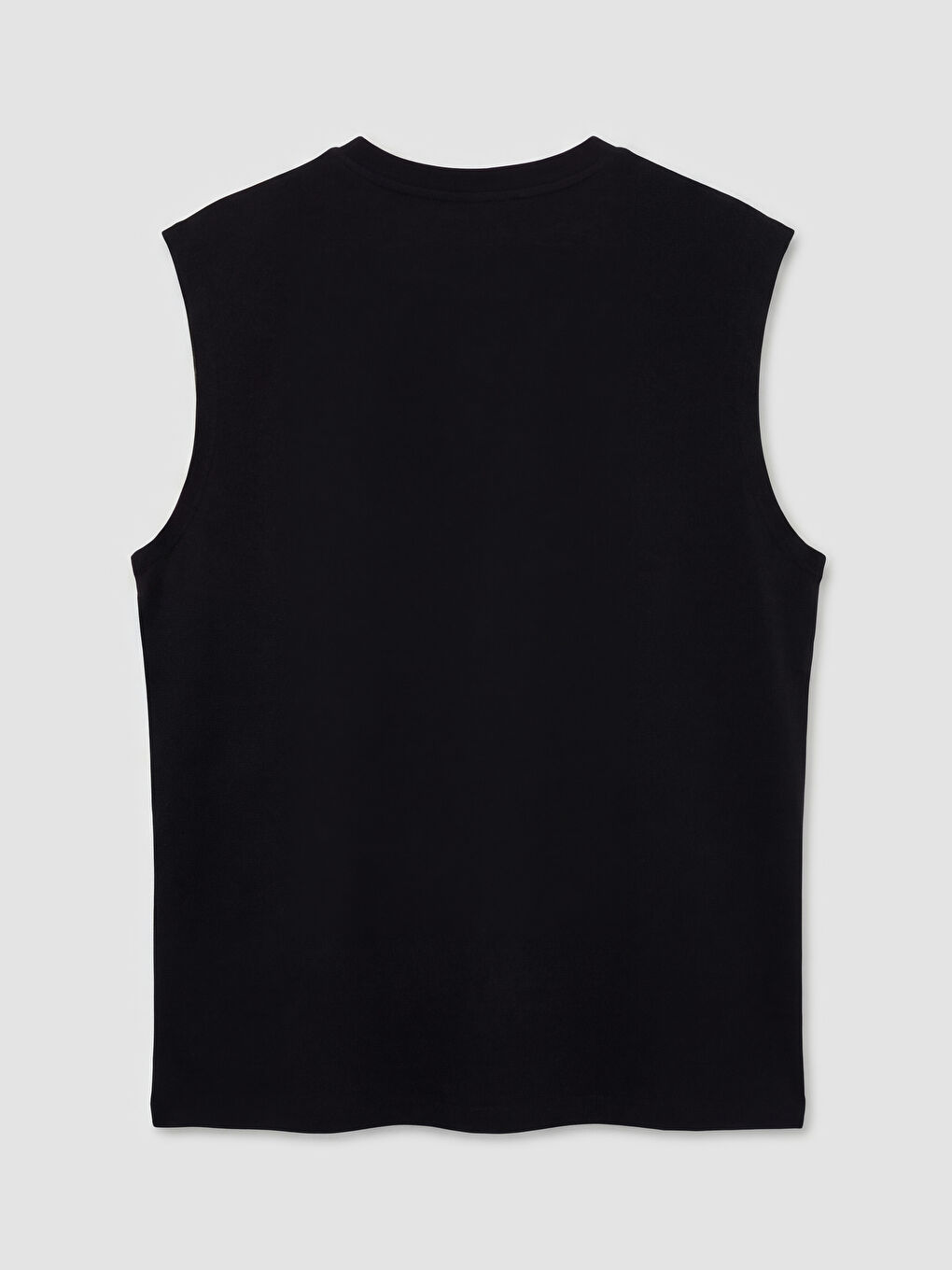 Siyah Bisiklet Yaka Baskılı Erkek Kolsuz Tişört-1