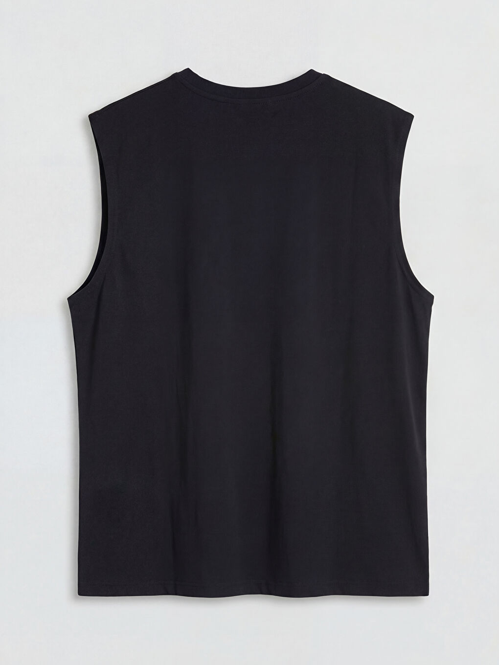 Siyah Bisiklet Yaka Erkek Kolsuz Tişört-1