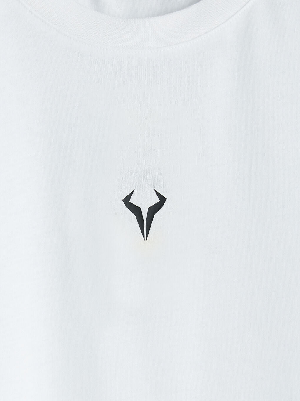 Beyaz Bisiklet Yaka Baskılı Kolsuz Erkek Tişört-2