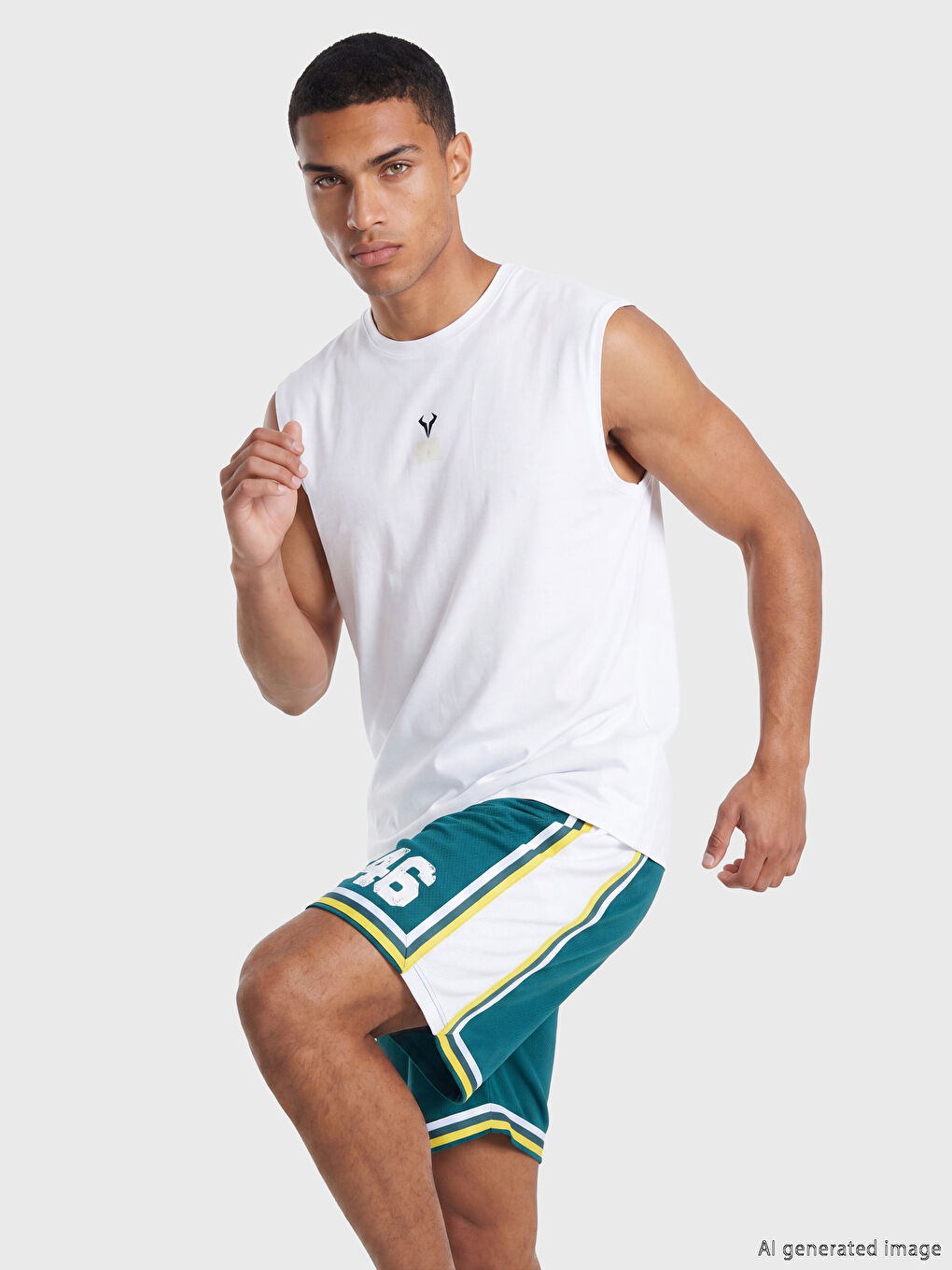 Bisiklet Yaka Baskılı Kolsuz Erkek Tişört