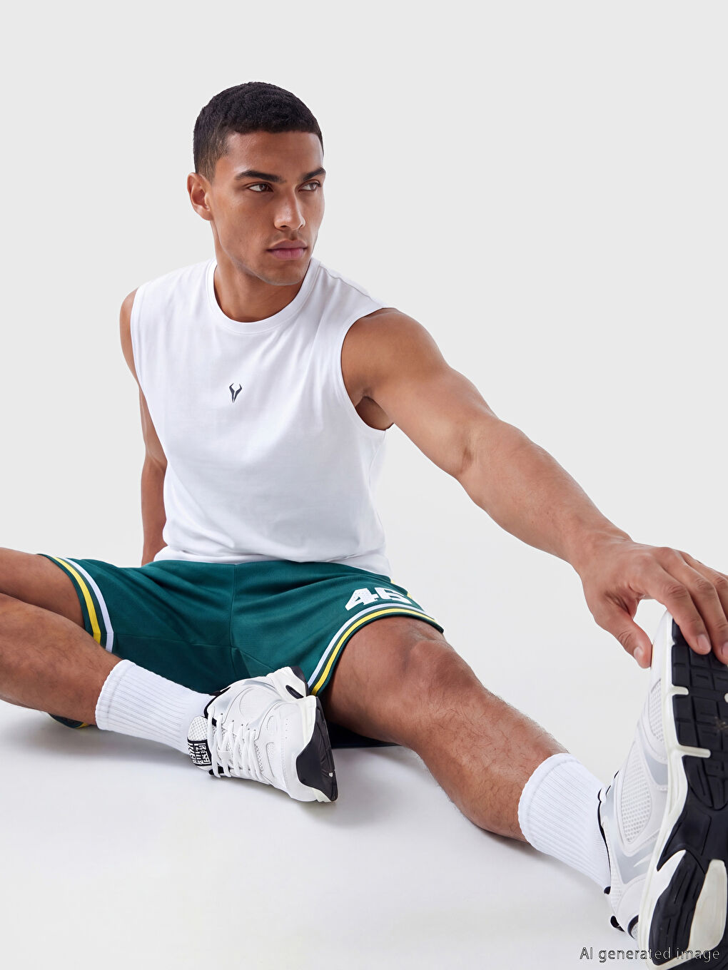 Bisiklet Yaka Baskılı Kolsuz Erkek Tişört-1