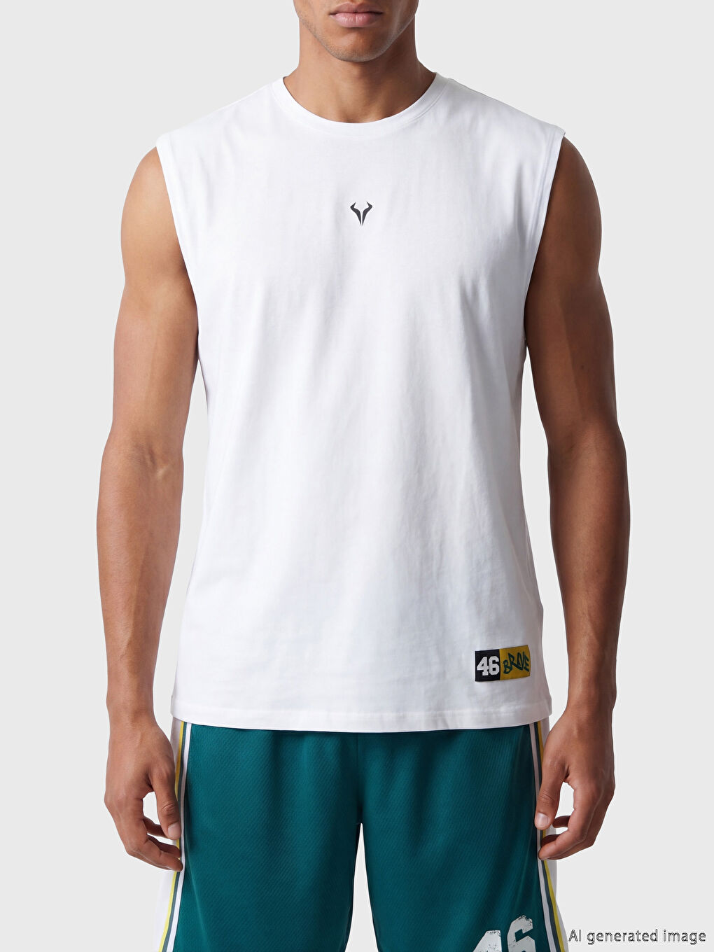 Bisiklet Yaka Baskılı Kolsuz Erkek Tişört-2